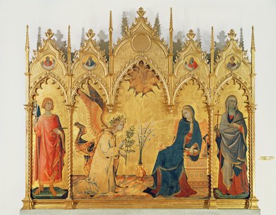 Die Verkündigung mit zwei Heiligen und vier Propheten, 1333 von Simone Martini